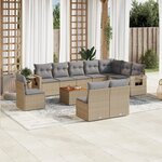 vidaXL Salon de jardin 11 Pièces avec coussins beige résine tressée