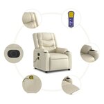 vidaXL Fauteuil de massage inclinable électrique crème similicuir