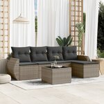 vidaXL Salon de jardin 6 Pièces avec coussins gris résine tressée