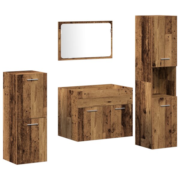 vidaXL Ensemble de meubles de salle de bain en 4 pièces en bois ancien