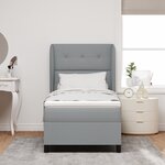 vidaXL Lit à ressorts avec matelas Gris clair 90x190 cm Tissu