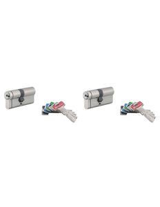 THIRARD - Lot de 2 cylindres de serrure double entrée T2  30x30mm  s'entrouvrant  nickel 8 clés/cylindre
