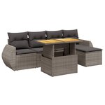 vidaXL Salon de jardin 6 Pièces avec coussins gris résine tressée