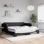 vidaXL Lit de jour avec lit gigogne noir 90x190 cm tissu