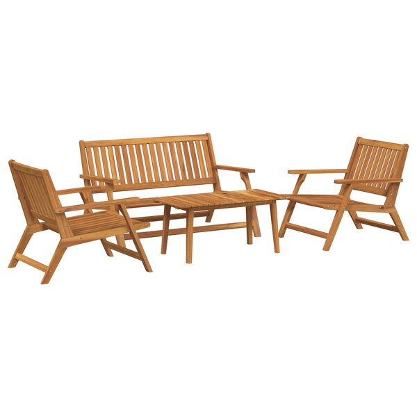 vidaXL Chaises de jardin avec table 4 Pièces en bois massif d'acacia