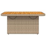 vidaXL Table de jardin beige 90x55x71 cm résine tressée et bois acacia