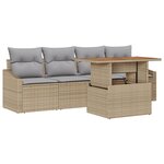 vidaXL Ensemble de dîner de jardin 5 pièces avec coussins Beige Poly Rattan Acacia