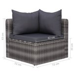 Salon de jardin meuble d'extérieur ensemble de mobilier 8 pièces avec coussins résine tressée gris 02_0017684