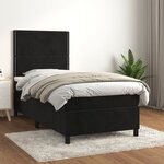vidaXL Sommier à lattes de lit avec matelas Noir 90x200 cm Velours