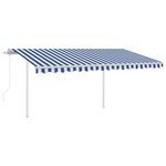 vidaXL Auvent automatique capteur de vent LED 4 5x3 5 m Bleu et blanc