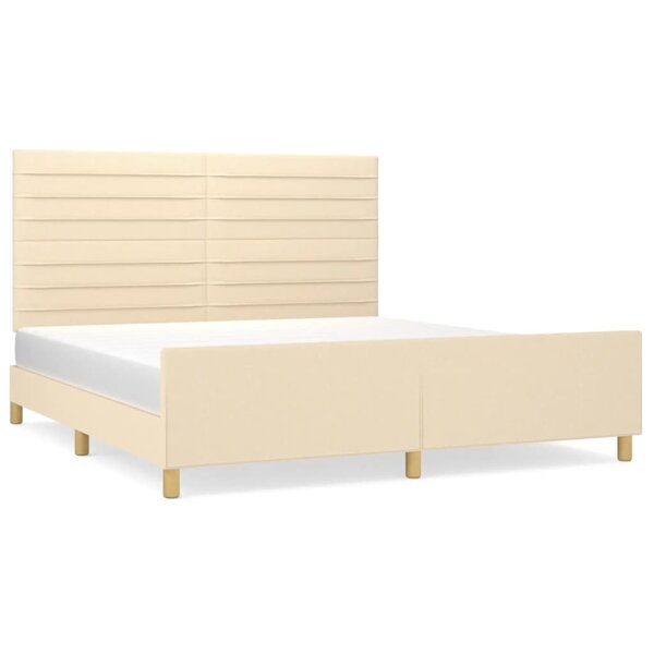 vidaXL Cadre de lit avec tête de lit Crème 160 x 200 cm Tissu