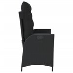 vidaXL Banc inclinable de jardin avec coussins noir résine tressée