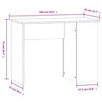 Bureau table poste de travail meuble d'ordinateur informatique étude brillant 100 x 55 x 75 cm bois d'ingénierie blanc 02_0023537
