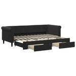vidaXL Lit de jour avec gigogne et tiroirs sans matelas noir 80x200 cm