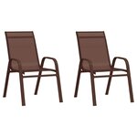 vidaXL Chaises empilables de jardin lot de 2 Marron Tissu textilène
