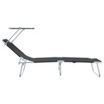 vidaXL Chaises longues pliantes 2 Pièces avec auvent en tissu Oxford 600D noir