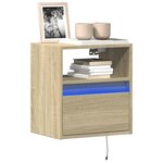 vidaXL Meuble TV mural avec lumières LED chêne sonoma 41x31x45 cm