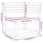 vidaXL Canapé d'angle de jardin blanc 73x73x78cm bois pin massif
