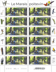 Feuille de 12 timbres - Le Marais poitevin- Lettre verte