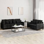 vidaXL Ensemble de canapés 2 Pièces avec coussins Noir Velours
