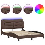vidaXL Cadre de lit avec LED sans matelas marron 120x200 cm