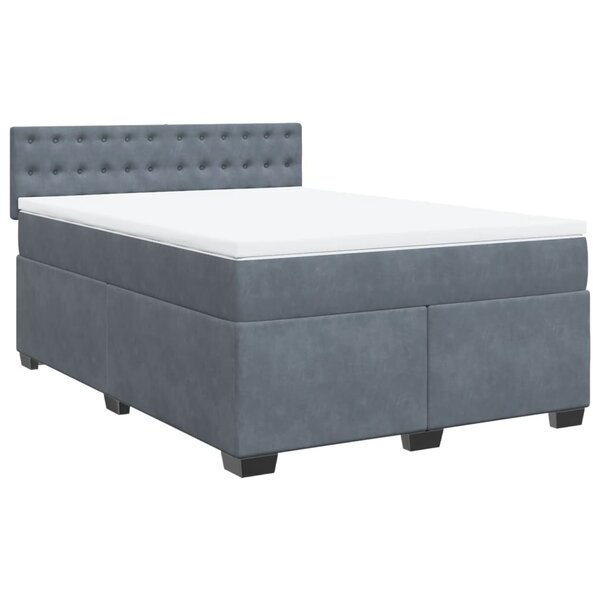 vidaXL Sommier à lattes de lit et matelas Gris foncé 140x200cm Velours