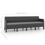 vidaXL Salon de jardin 3 Pièces avec coussins PP Rotin Anthracite