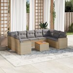 vidaXL Salon de jardin avec coussins 10 Pièces beige résine tressée