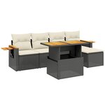 vidaXL Salon de jardin 6 Pièces avec coussins noir résine tressée