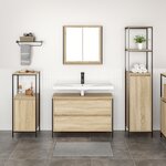Ensemble de meubles de salle de bains 3 pièces en bois d'ingénierie chêne Sonoma