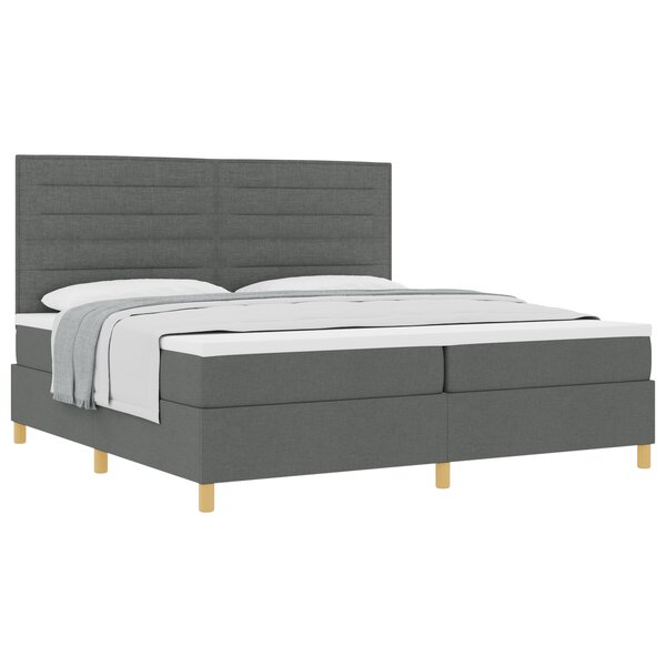 vidaXL Lit à ressorts avec matelas gris foncé 200x200 cm tissu