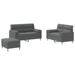 vidaXL Ensemble de canapés 3 Pièces coussins gris foncé tissu