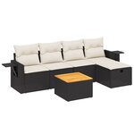vidaXL Salon de jardin 6 Pièces avec coussins noir résine tressée