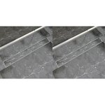 vidaXL Drain de douche linéaire 2 pc 930 x 140 mm Acier inoxydable