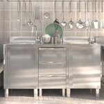 vidaXL Armoires de cuisine commerciale 3 Pièces Acier inoxydable