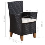 vidaXL Ensemble à manger d'extérieur 7 Pièces Résine tressée Noir marron
