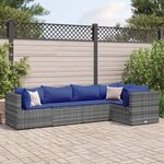 vidaXL Salon de jardin 5 Pièces avec coussins Gris Résine tressée