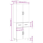 vidaXL Buffet haut Blanc 69 5x34x180 cm Bois d'ingénierie