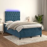 vidaXL Sommier à lattes de lit avec matelas LED bleu foncé 120x190 cm