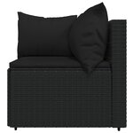 vidaXL Salon de jardin 3 Pièces avec coussins Noir Résine tressée