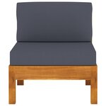vidaXL Canapé de jardin 3 places et coussins gris foncé Acacia massif