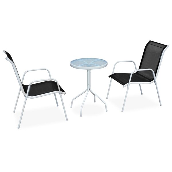 Ensemble de bistro jardin meuble extérieur terrasse 3 pièces acier noir 02_0013497
