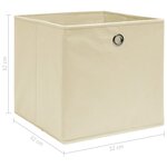 vidaXL Boîtes de rangement 4 Pièces Crème 32x32x32 cm Tissu