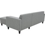 Canapé d'angle fixe 4 places BOB - Tissu souris - Réversible - 197 x 117 x 65 cm