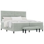 vidaXL Lit avec sommier  matelas et banc gris clair 200x200 cm en velours