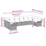 vidaXL Ensemble de canapé de jardin 10 pièces avec coussins en rotin poly marron