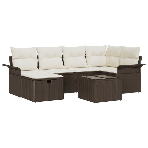 vidaXL Set de Canapés de Jardin à 7 Pièces avec Coussins Marron