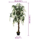 vidaXL Glycine artificielle 840 feuilles 150 cm vert et blanc