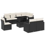 vidaXL Salon de jardin 9 Pièces avec coussins noir résine tressée