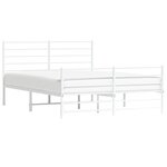 vidaXL Cadre de lit métal avec tête de lit/pied de lit blanc 140x190cm